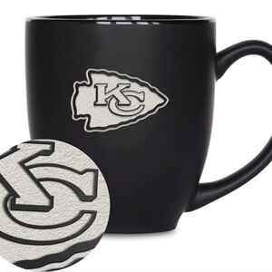 Rico Industries NFL Football 15oz Matte Black Bistro Mug - For Hot or Cold Drink